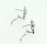 18k White Gold Genuine Natural Diamond Flower Earrings 1.2 Carats (#J1779)