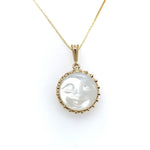 14k Yellow Gold 6.40ct Carved Genuine Natural Moonstone Pendant (#J5604)