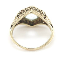 14k Yellow Gold Art Deco Filigree Ring w/Specialty Hexagon Cut Aquamarine #J6544