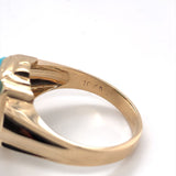 10k Yellow Gold 3.66ct Men's Cabochon Genuine Natural Turquoise Ring (#J6133)