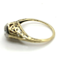 14k Yellow Gold Art Deco Genuine Natural Diamond Filigree Ring (#J5444)