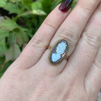 10k Yellow Gold Genuine Natural Mother of Pearl Shell Cameo Ring (#J6301)