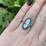 10k Yellow Gold Genuine Natural Mother of Pearl Shell Cameo Ring (#J6301)