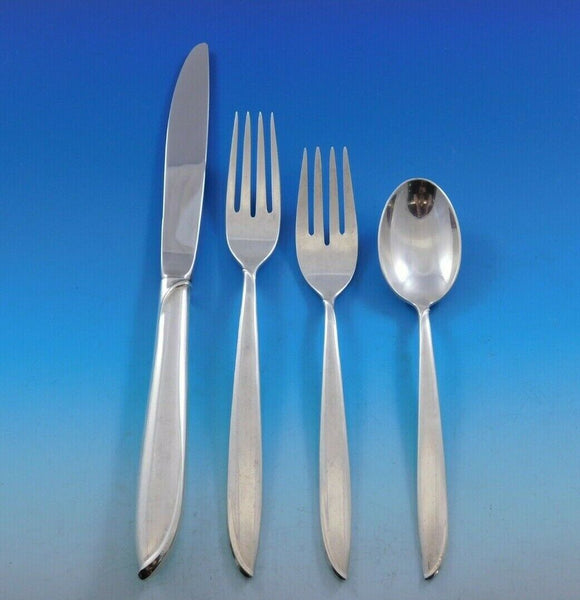 Silver Rhythm by International Sterling Silver Flatware Set 12 Service 56 pcs