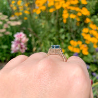 14k White Gold Filigree 3.70 Carat Teal Blue Genuine Natural Zircon Ring #J6922