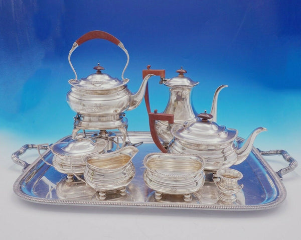 Adie Brothers English Sterling Silver Tea Set 7pc w/Tray George II Style (#3418)