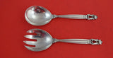 Acorn by Georg Jensen Sterling Silver Salad Serving Set 2pc FH AS rounded 8"