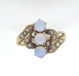 10k Yellow Gold Opal and Seed Pearl Victorian Ring Size 5.75 Jewelry (#J6282)