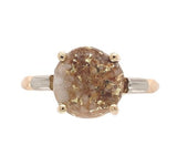 14k Gold Ring w/ Sierra Nevada CA 4.2ct Genuine Natural Gold Vein Quartz (#6991)