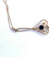 10k Yellow Gold Lavaliere Victorian Pendant with Blue Stone and Pearls (#J4961)