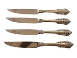 Grande Baroque Wallace Sterling Silver Steak Knife Set 4pc Custom 9 1/4" Serrate