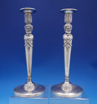 German Silver Candlesticks Pair Figural Bacchus Ribbon Swags Vintage (#6920)