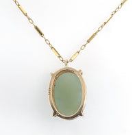 14k Yellow Gold Jadeite Jade Pendant with Bar Link Chain Jewelry (#J6223)