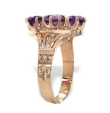 10k Rose Gold Victorian Genuine Natural Amethyst Three Stone Ring Size 5 #J7467