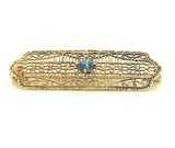 10k Yellow Gold Filigree Genuine Natural Sapphire Pin (#J5324)