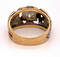 Masonic 10k Yellow Gold Men's Ring .85ct Genuine Natural Diamond Eagle (#J4838)