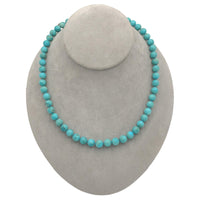 14k Gold Clasp 8mm Kingman Genuine Turquoise Strand Beads Necklace 18.5" #J7327