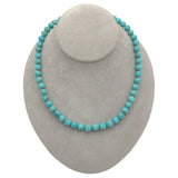 14k Gold Clasp 8mm Kingman Genuine Turquoise Strand Beads Necklace 18.5" #J7327