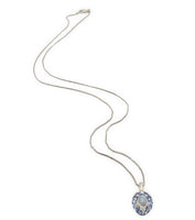 14k White Gold 1.25 Carat Genuine Natural Moonstone Blue Sapphire Pendant #J7186