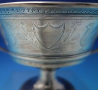 French .950 Silver Pedestal Bowl Cast Winged Angels Birds Shields Flowers #5427