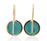 14k Gold 5.79ct TW Genuine Natural Kingman Turquoise Drop Earrings (#J6702)