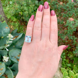 14k Yellow Gold 10 Carat Emerald Cut Genuine Natural Aquamarine Ring (#J7415)