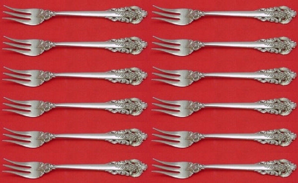 Grande Baroque by Wallace Sterling Silver Cocktail Fork Set 12 piece