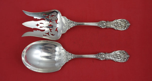 Francis I old by Reed and Barton Sterling Salad Serving Set hand pierced 9 1/2"