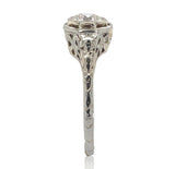Art Deco 18k White Gold .60ct Genuine Natural Diamond Filigree Ring (#J6751)