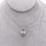 14k White Gold Heart Locket with Genuine Natural Diamond and Chain (#J6672)