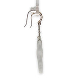 14k White Gold Chinese Export Carved Rock Crystal Quartz Drop Earrings (#7124)
