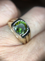 10k Yellow White Gold Men's 1.58ct Green Genuine Natural Tourmaline Ring (#5282)