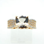 10k Gold 2.85ct Genuine Natural Morganite Ring w/ White and Pink Diamonds #J4399