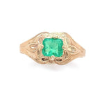 10k Yellow Gold Baby Child's .22ct Square Genuine Natural Emerald Ring (#J6381)