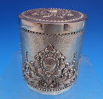 800 Silver Tea Caddy with Foliage and Scroll 3 3/8" x 2 7/8" Yogya (#8176)