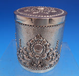 800 Silver Tea Caddy with Foliage and Scroll 3 3/8" x 2 7/8" Yogya (#8176)