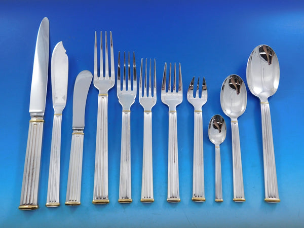 Triade Gold by Christofle France Silverplated Flatware Set Service 140 pc Dinner