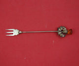 English Estate Sterling Silver Cocktail Fork Birmingham 1920 yellow glass 4 3/4"