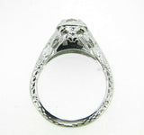 18k White Gold Filigree .66ct Genuine Natural Diamond Ring Love Birds (#J5097)