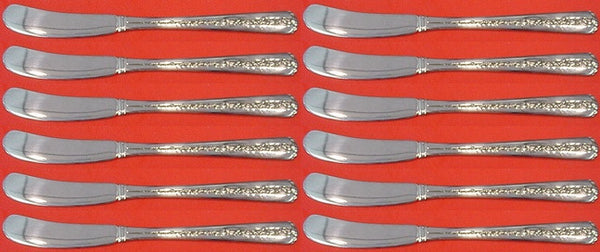 Rambler Rose by Towle Sterling Silver Butter Spreader flat handle Set 12 pcs