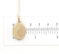 14k Gold Oval Locket with Engraved Flowers and Scrollwork with Chain (#J6674)