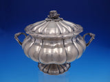 Peruvian 800 Silver Fluted Covered Casserole Dish with Cabbage Finial (#4220)
