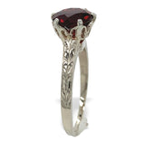 14k White Gold Victorian 1.90 Carat Genuine Garnet Ring Size 5.5 (#J7476)