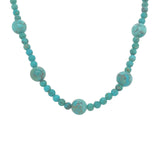 Kingman Genuine Turquoise 8mm and 4mm Bead Strand Necklace 14k Clasp (#J6761)