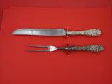 Rose by Stieff Sterling Roast Carving Set 2-pc Knife 13 3/4",  Fork  11 1/8"