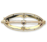 14k Yellow Gold with Platinum Top Montana Sapphire and Pearl Pin (#J6736)