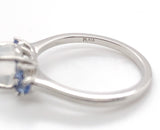 Platinum 1.13 Carat Genuine Natural Moonstone and Blue Sapphire Ring (#J7170)