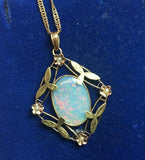 10k Yellow Gold Victorian 3.73 Carat Opal Lavaliere Pendant (#J5316)
