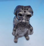 Silverplate Pepper Shaker Form of Dog Brown Glass Eyes Victorian 2 3/4" (#9027)