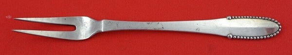 Beaded by Georg Jensen Sterling Silver Cold Cut Fork 5 3/8" Serving Heirloom